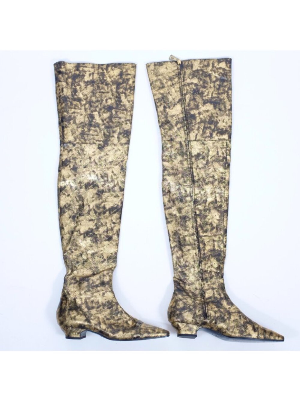 CHANEL Fall 2018 thigh high boots shoes gold 42 US 12 - Picture 7 of 13